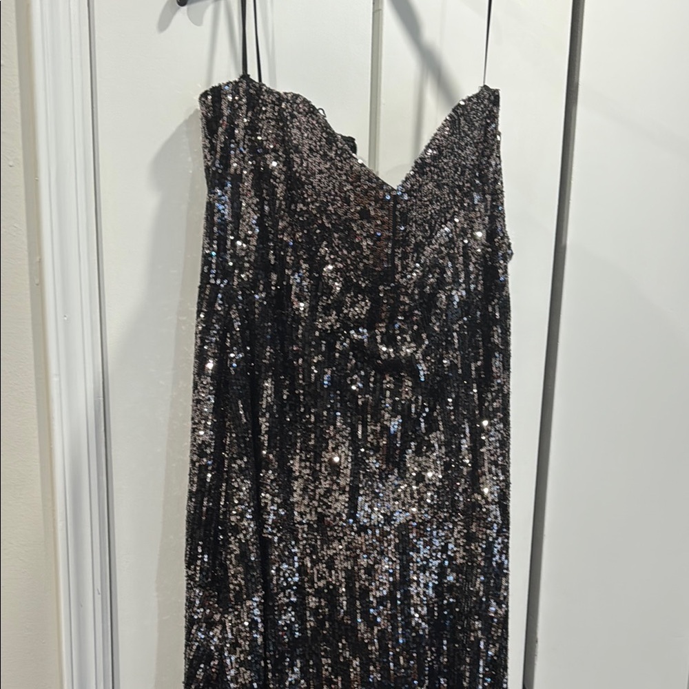 Rene Ruiz Strapless Sequin Gown